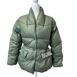 J.Crew Signature Puffer Coat Green Quilted PrimaLoft Insulated Size‎ Small $180